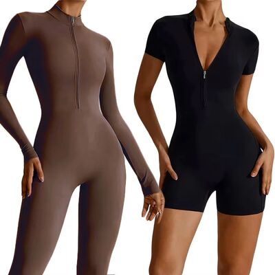 Summer Zipper Workout Jumpsuit Sports Overalls Women Gym