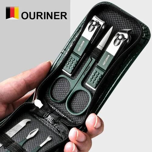 6Pcs Portable Manicure Sets Pedicure Kits Bright Bla