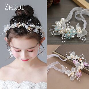 Bridal Garl ZAKOL Romantic Hair Headdress Flower Sweet Pearl