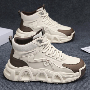 子男款 男士 冬季 2025新款 厚底增高防滑皮面防水马丁靴 高帮老爹鞋 鞋