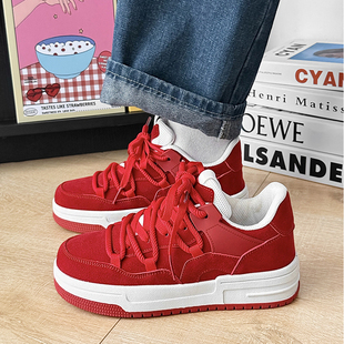 红色男鞋春季2026新款本命年鞋子男款青少年学生百搭运动休闲板鞋