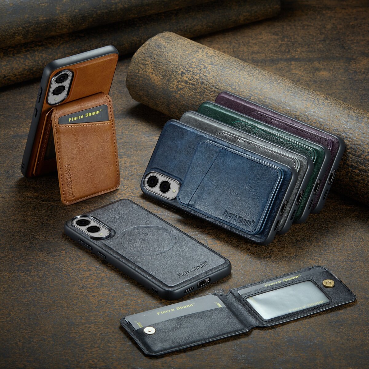 皮革Magsafe磁吸卡包卡套适用三星手机壳支架S25带卡槽S24可放卡S23插卡S22高级感全包防摔S25/S24/S23/S22Ul