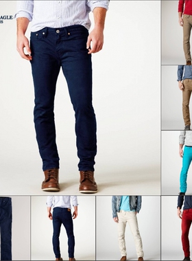 美国 American Eagle/AE/美国鹰 男士微弹时尚青春紧身小脚牛仔裤