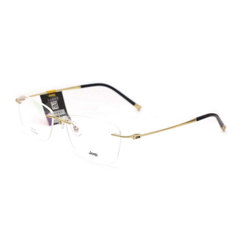 jeep吉普无框近视眼镜架男士商务小脸记忆钛镜框轻高弹镜腿t5013