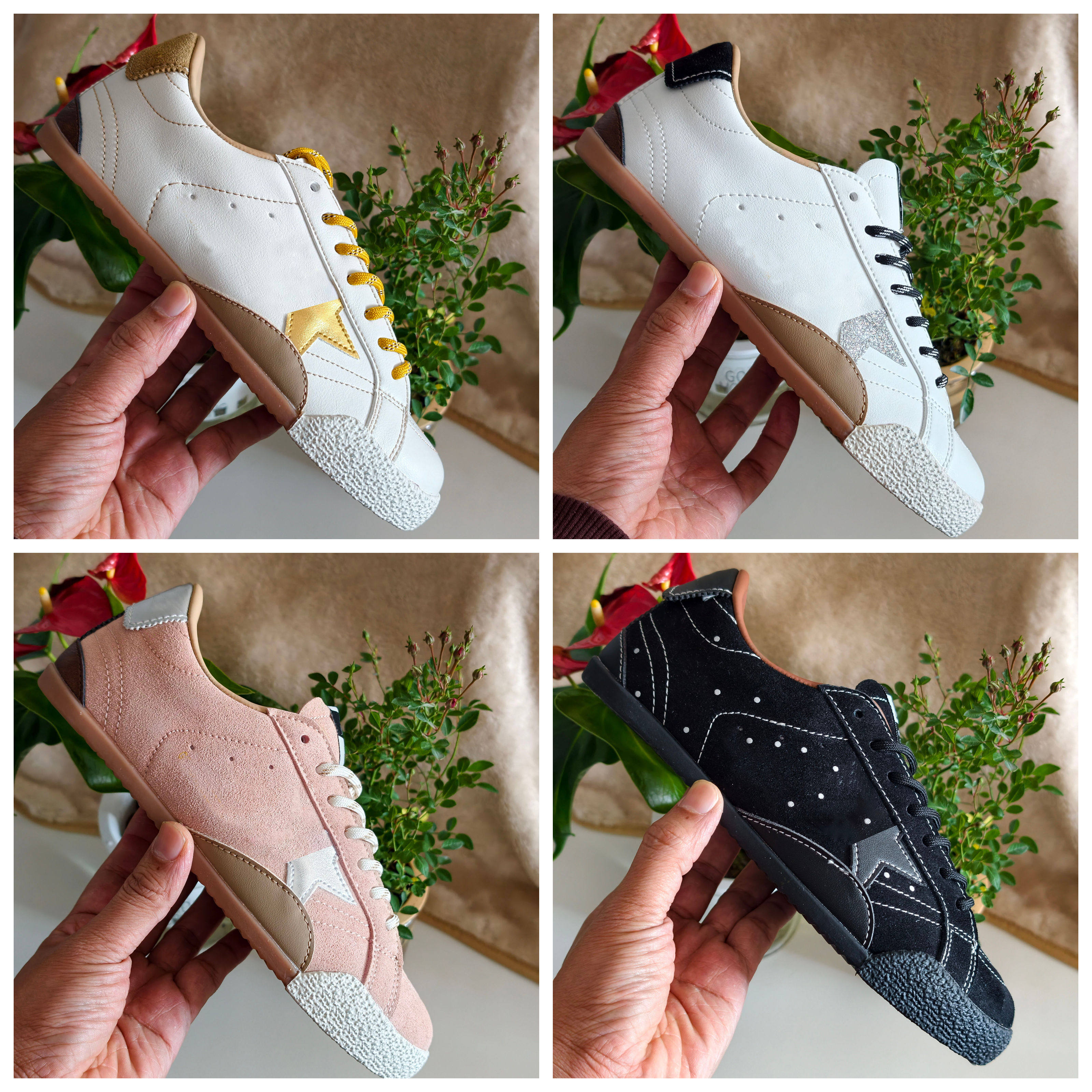 新款拼色星星图案麂皮亮片德训鞋女休闲平底板鞋百搭小白鞋,女鞋,德训鞋,淘宝优惠券,粉丝福利购,淘宝优惠卷