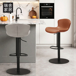 吧台椅家用升降吧椅高脚凳吧台凳靠背不锈钢高脚椅轻奢旋转高椅子