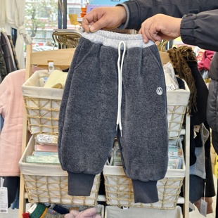 2025新款男童加厚保暖休闲裤儿童洋气时髦中童冬季蚕丝裤子90-130