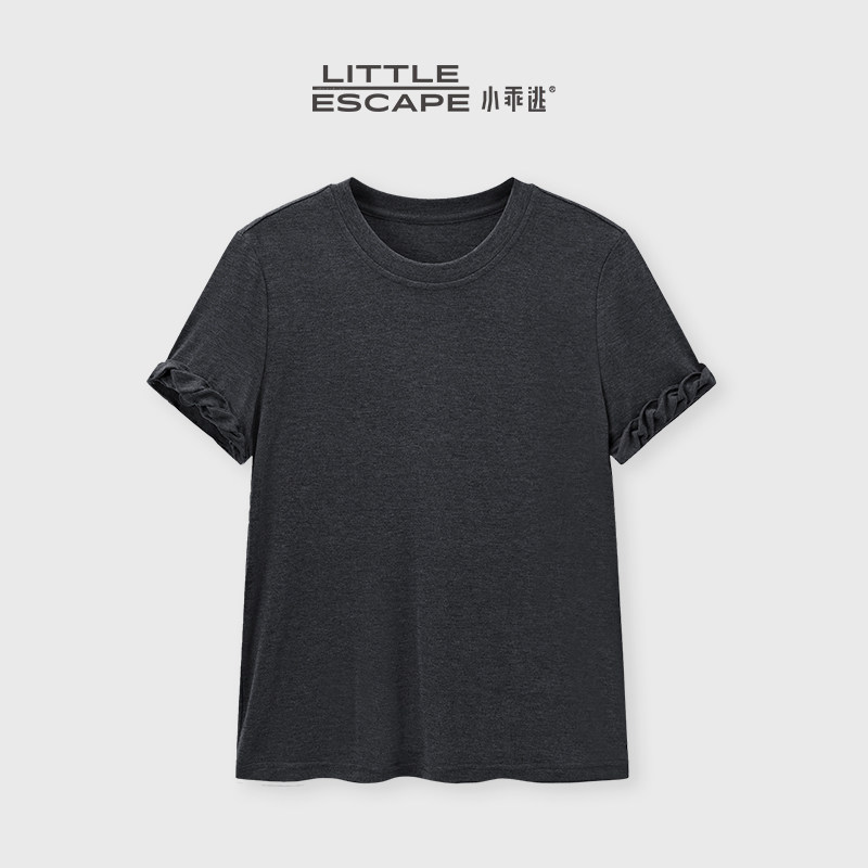 小乖逃JX双色！T恤短袖圆领麻花袖纯色简约风春夏百搭TS8270
