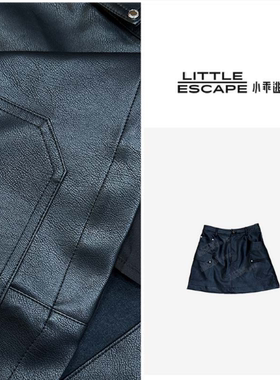 小乖逃休闲时尚黑色皮半裙百搭气质四口袋F99058