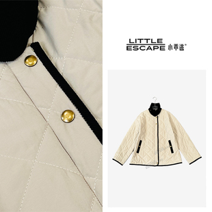 小乖逃加厚外套白色棉服菱格方格黑色高领外套排扣 TS8064