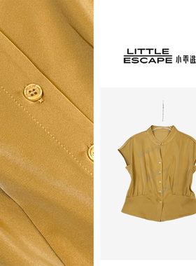 小乖逃D夏季黄色衬衫黑色白色衬衫无袖衬衣百搭DD7293