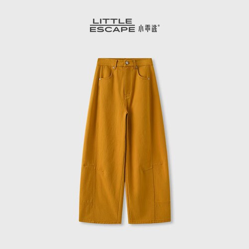 小乖逃JX时尚黄色牛仔裤阔腿长裤直筒显瘦收腰潮流百搭款M6200