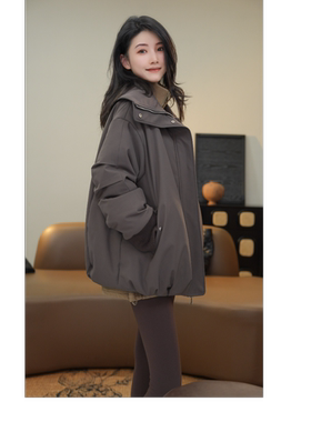 小乖逃时尚咖色棉服外套ET绒斜口袋美式风秋冬防风百搭款N95280