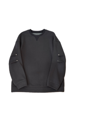 小乖逃设计感灰色卫衣圆领V标袖子双扣轻熟风宽松秋冬百搭N95316