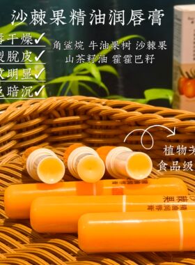 植物精油 天然沙棘果润唇膜膏保湿滋润补水无色淡化唇纹可以吃
