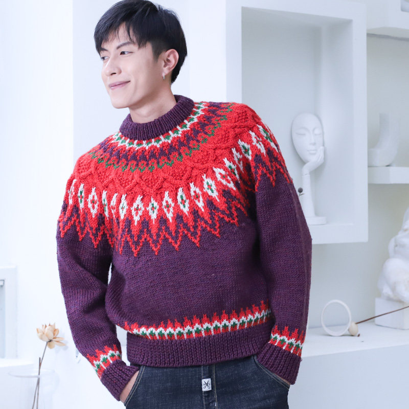 复古圣诞经典花纹 费尔岛北欧冰岛风 雪柄男女套头摩天轮手工毛衣