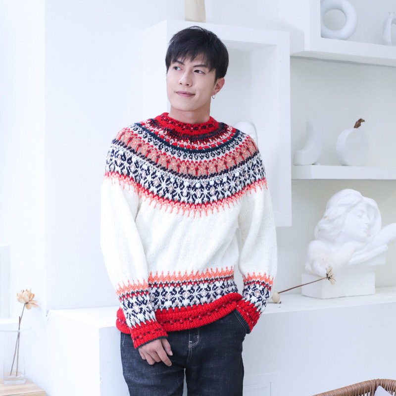 复古圣诞经典花纹 费尔岛北欧冰岛风 雪柄男女套头摩天轮手工毛衣