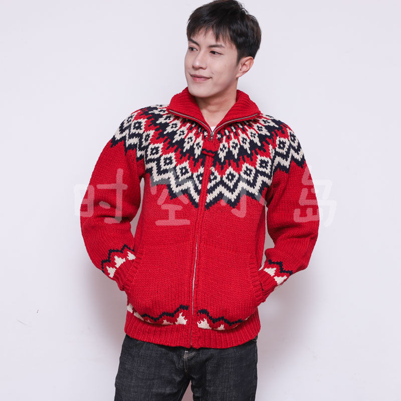 Vintage 古着摩天轮冰岛 北欧圣诞冬费尔岛文艺复古 男女手工毛衣
