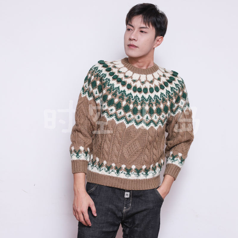 Vintage 古着摩天轮冰岛 北欧圣诞冬费尔岛文艺复古 男女手工毛衣