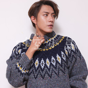 套头杂色毛衣男女 学院冰岛风保暖 Vintage 摩天轮北欧费尔岛雪柄