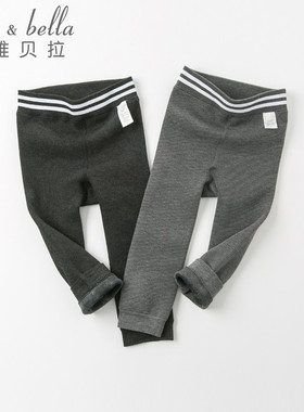 davebella戴维贝拉冬装新款女童加绒保暖不踩脚连裤袜 宝宝打底裤