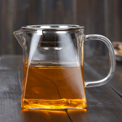 四方形玻璃公道杯公杯带不锈钢过滤网茶漏公道杯隔茶叶公杯分茶器