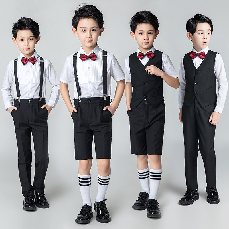 儿童礼服男童花童马甲套装钢琴表演演出男孩西服小主持人西装夏季