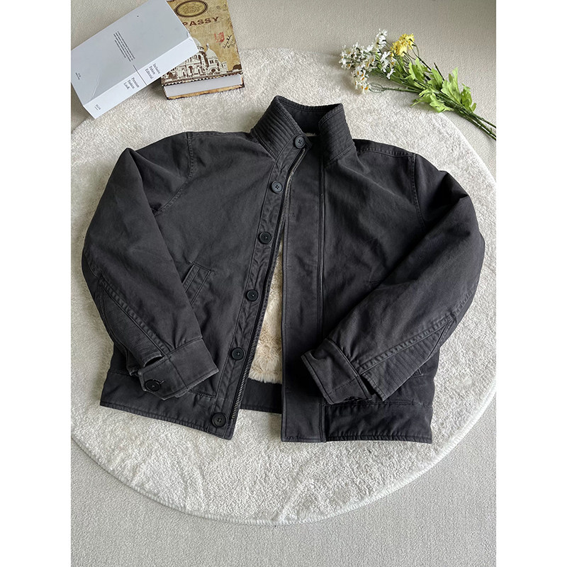 军款AF仿兔毛重水洗立领夹克棉服座山雕外套冬Y33-P138,男装夹克,电商A330-1