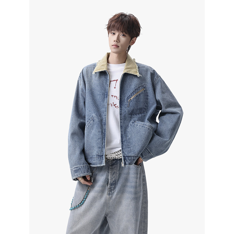 牛仔外套复古灯芯绒翻领休闲显瘦夹克外套男YY80-P105，男装工装外套，电商A330-1