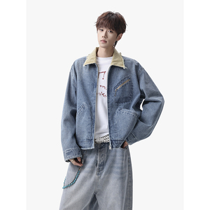 牛仔外套复古灯芯绒翻领休闲显瘦夹克外套男 YY80-P105，男装工装外套，电商A330-1