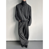 廓形叠门襟正肩潮流立领短款拉链夹克外套YY78-P128，男装夹克，电商A330-1