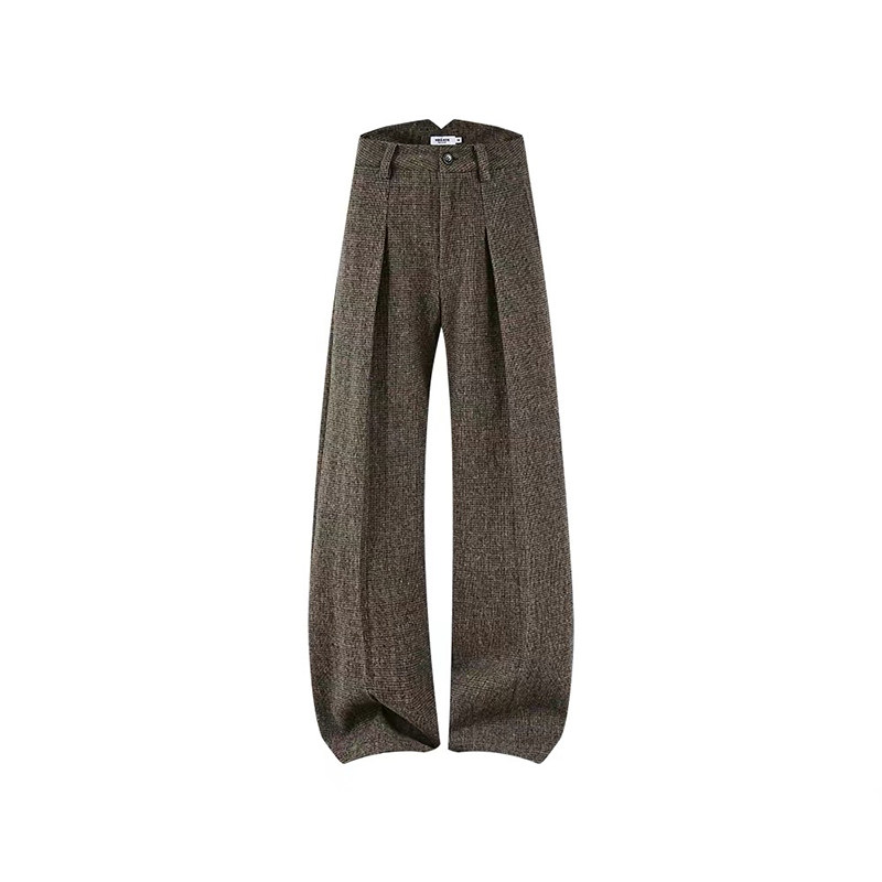 26/春千鸟格打褶微阔A字休闲长裤西裤K0220-P68M-2XL,男装西裤,电商A330-1