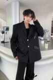 ~高级解构pu皮拼接西服外套男XZ07-P118控148，男装西服，电商A330-1