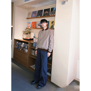 ~「千鸟格」polo衫长袖 慵懒高级感翻领复古t恤 JK41-P78图片
