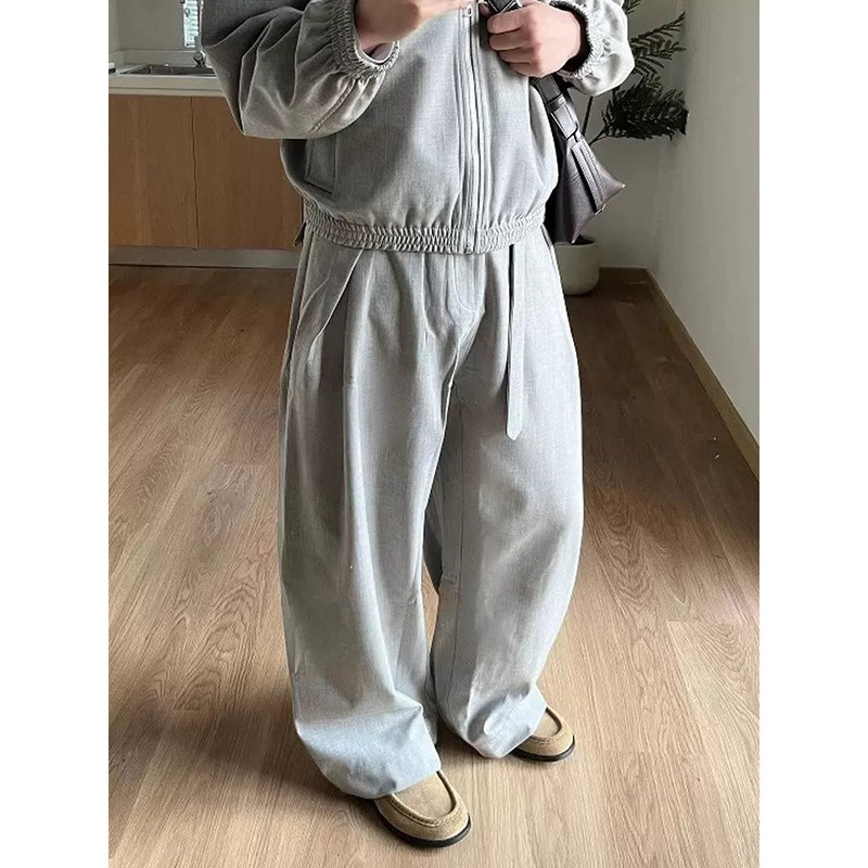 亚麻纹休闲打褶宽松袈裟西裤阔腿裤宽松长裤k0190-P58，男装西裤，电商A330-1