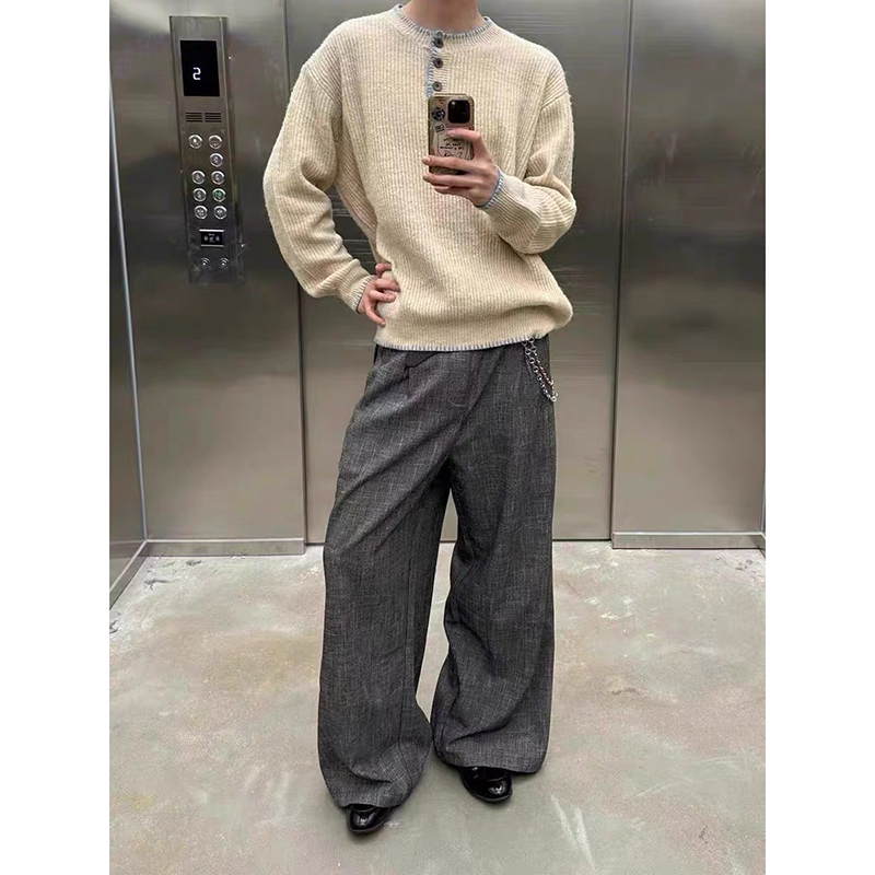 25/秋季~复古老钱风垂感休闲西裤男K0215-P68，男装西裤，电商A330-1
