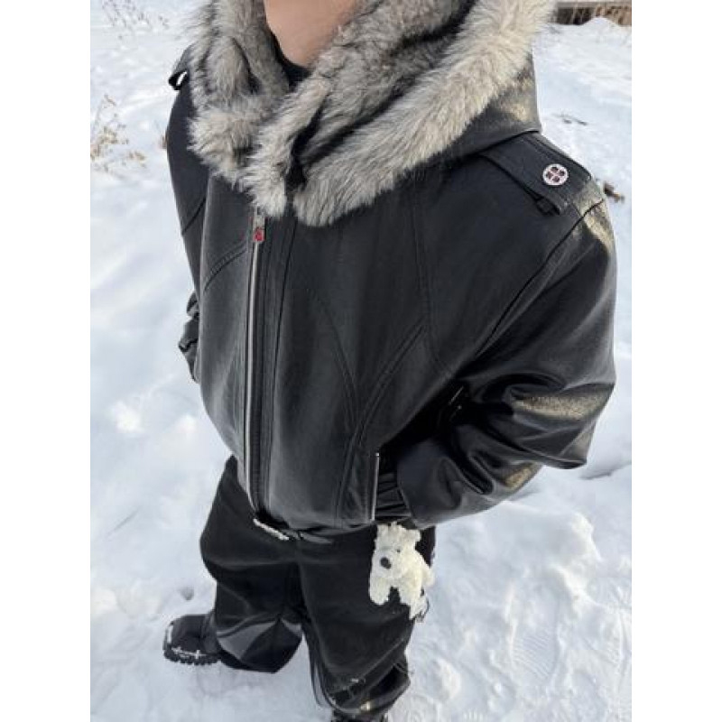 25/冬E脊煞二代升级座山雕加厚保暖连帽高级感机车外套YY88-P178，男装棉衣，电商A330-1