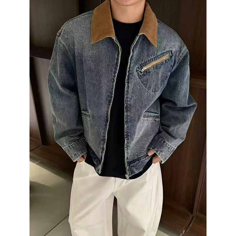 26/春牛仔外套复古灯芯绒翻领休闲显瘦夹克外套女YY80-P105，男装工装外套，电商A330-1
