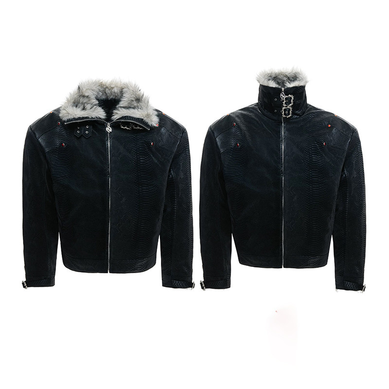 ArguECulturE黑蟒*原创蛇纹肌理感座山雕棉衣外套YY75-P138，男装棉衣，电商A330-1