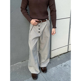 25秋季千鸟格排扣a字阔腿西裤老钱风K0208-P60，男装西裤，电商A330-1