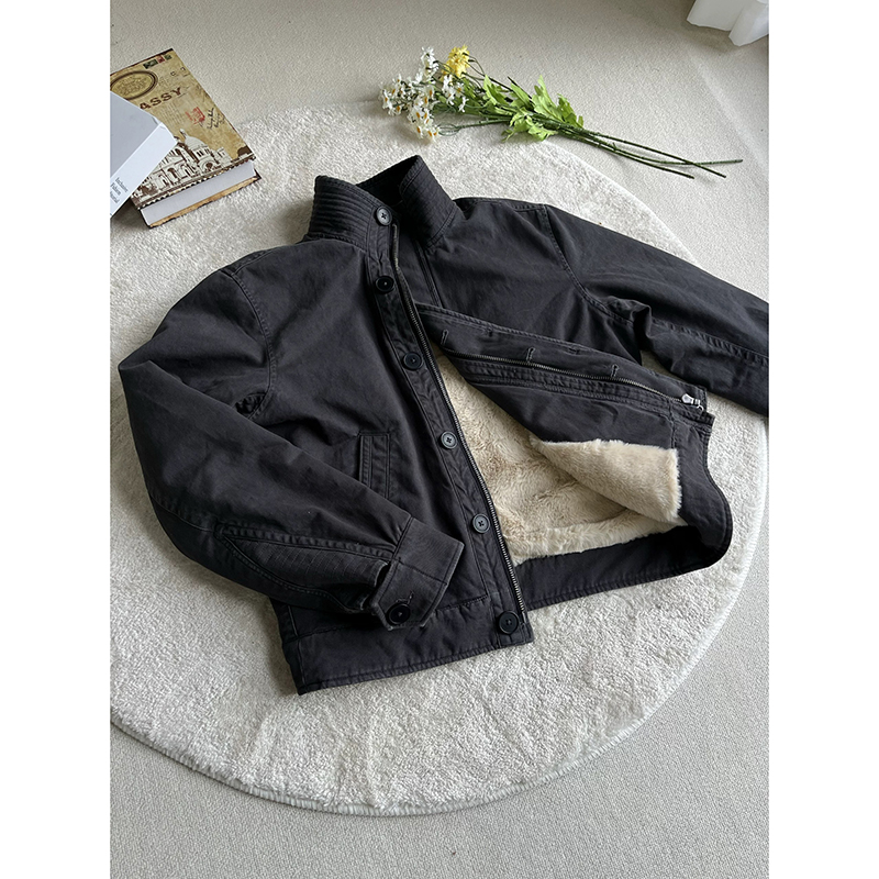 军款AF仿兔毛重水洗立领夹克棉服座山雕外套冬Y33-P138，男装夹克，电商A330-1
