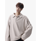 现货~美式复古宽松polo翻领卫衣外套头男女PL50-P68送领带，女装短外套，电商A330-1