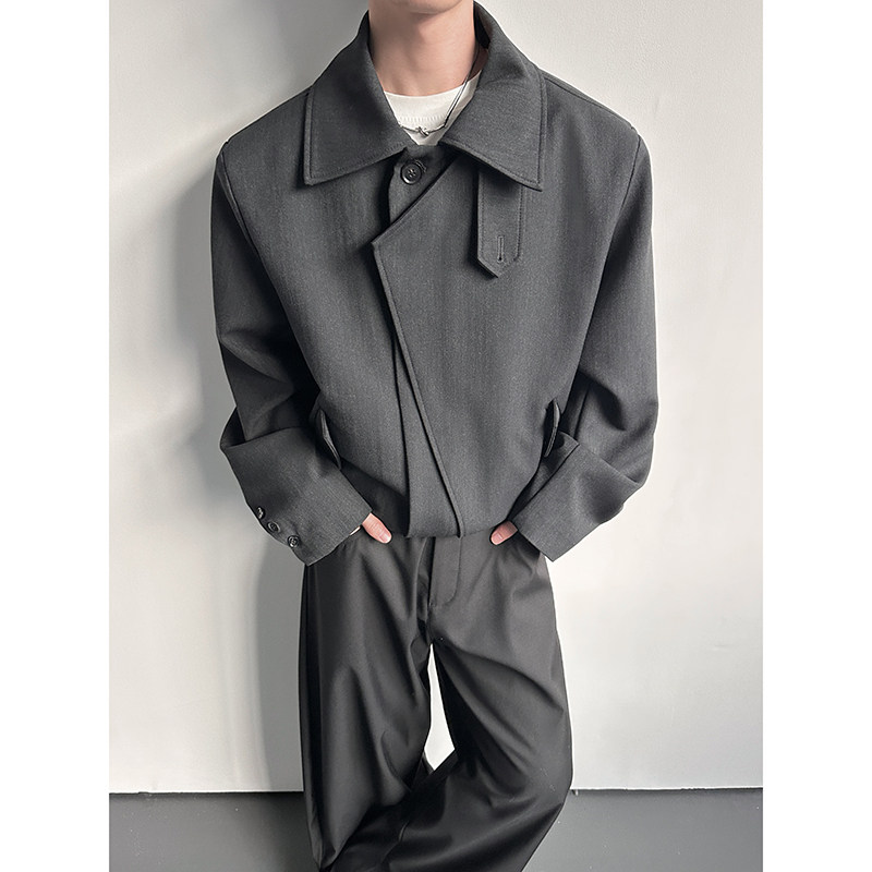 26/春~廓形叠门襟正肩潮流立领短款拉链夹克外套YY78-P128，男装夹克，电商A330-1