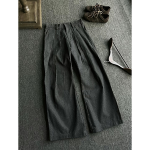 25/秋季 三褶条纹原牛 牛仔西裤结合 A字型通勤休闲裤 K0206-P68,男装西裤,电商A330-1