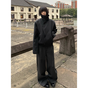 廓形门襟正肩潮流立领短款拉链夹克外套 YY78-P128，男装夹克，电商A330-1