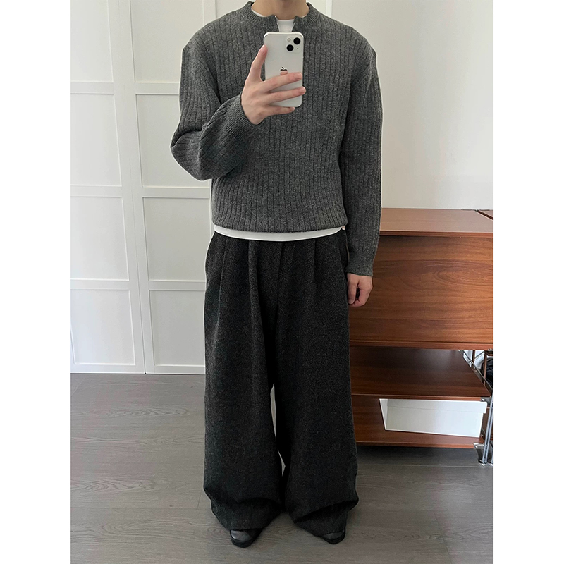 潮流~秋冬坑条肌理复古半拉链高级感软糯毛衣MY001-P78，男装针织衫/毛衣，电商A330-1