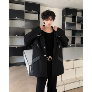 24/秋季 高级解构pu皮拼接西服外套男 XZ07-P118 控148图片