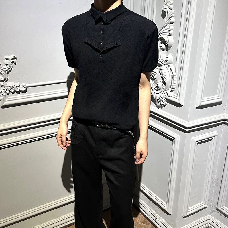「积淀」双层卷边领短袖打底男女PL15-P48,男装Polo衫,电商A330-1
