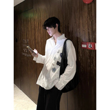童趣乌托邦贴布趣味条纹秋冬衬衣长袖男宽松设计感CS39-P68，男装衬衫，电商A330-1