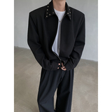 潮流~小众垫肩解构金属铆钉男高级感外套JK015-P108，女装短外套，电商A330-1